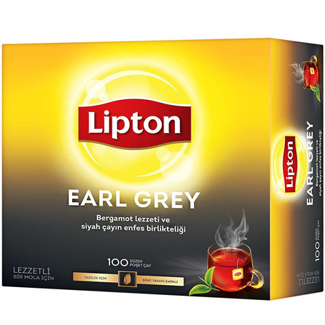 Lipton Bardak Poşet Çay Earl Grey 100'lü Paket