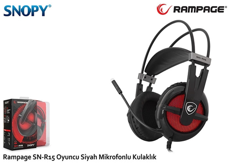 Snopy Rampage SN-R15 Oyuncu Siyah Mikrofonlu Kulak